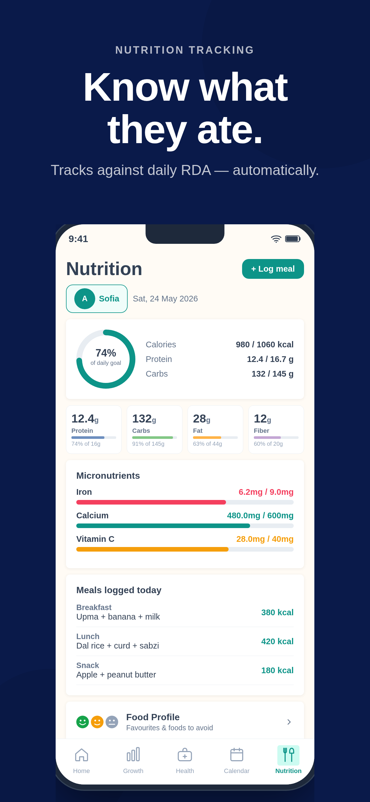 Parentchime nutrition screen